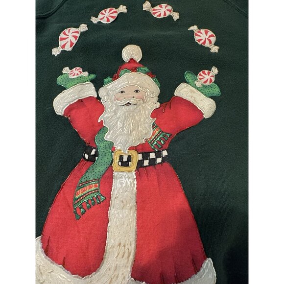 Vtg Ugly Christmas Painted Santa Sweatshirt Crewneck USA XL Jerzees Holiday - Picture 6 of 8